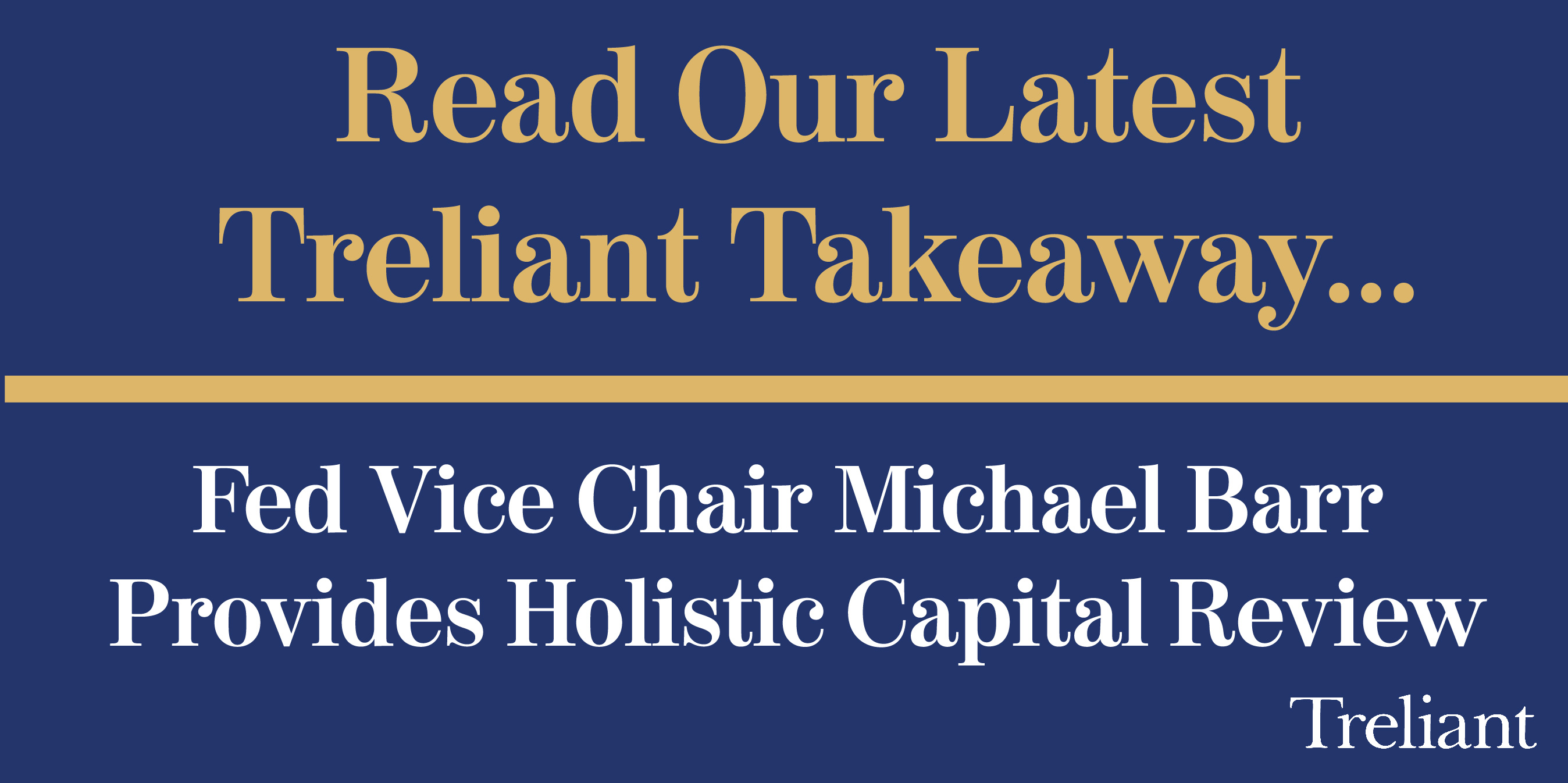 Treliant Takeaway...Fed Vice Chair Michael Barr Provides Holistic